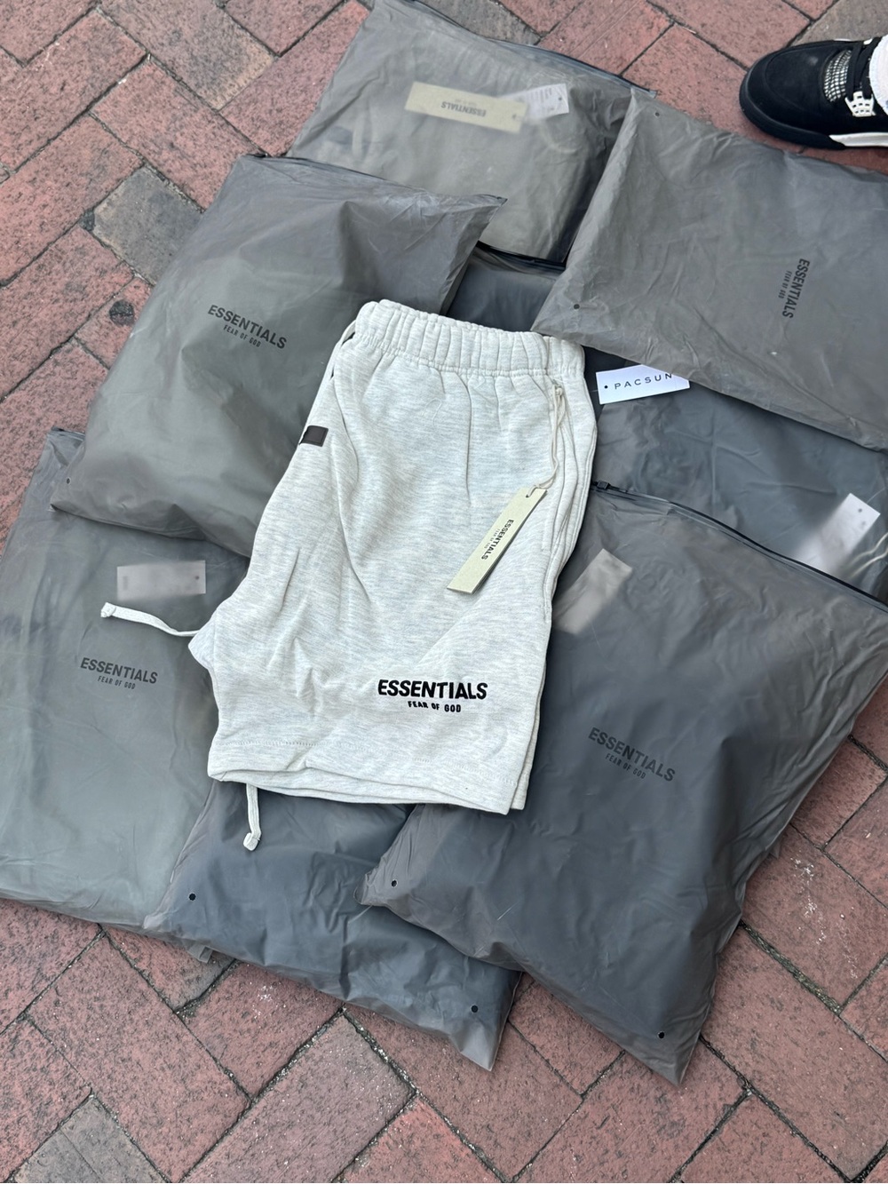 Essentials Men's Heather Gray Logo Sweatshorts